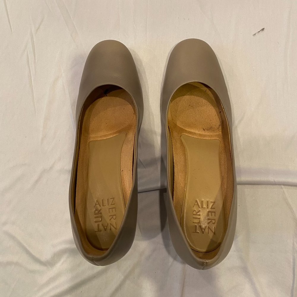 Elegant Taupe Block Heel Pumps - Picture 6 of 8